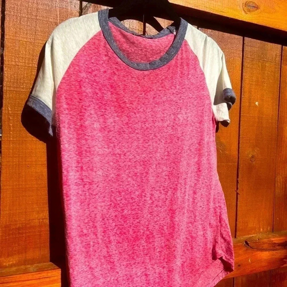 🤑 red blue white baseball style short sleeve top - Picture 3 of 7